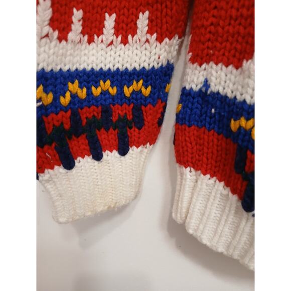 Vintage Handmade Knit Fair Isle Nordic Sweater Sz S/M Boho Granny Ski Lodge Art - Picture 5 of 16
